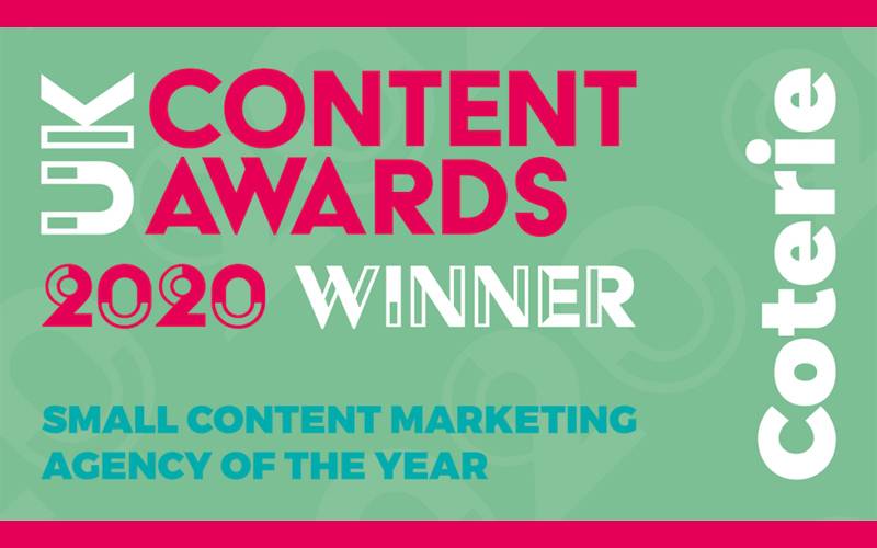 UK Content Awards 2020 Winner - Small Content Marketing Agency of the Year Banner