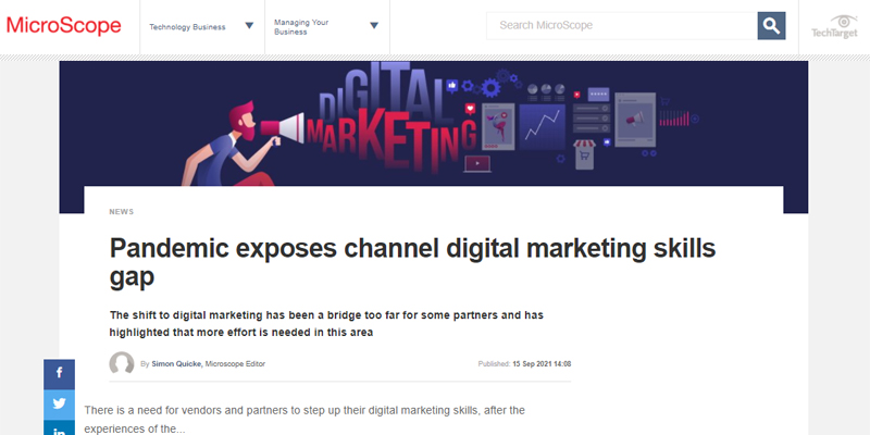 Screengrab of article 'Pandemic exposes channel digital marketing skills gap'