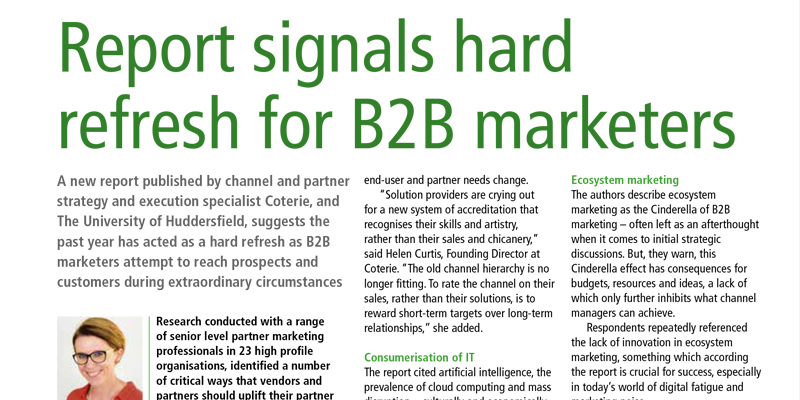 Screengrab of article 'Report signals hard refresh for B2B marketers